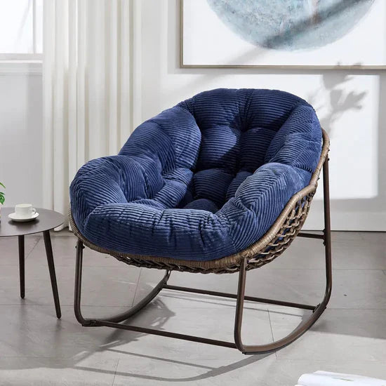 Rocking Papasan Egg Chair – Oversized Wicker Furniture for Indoors & Outdoors, with Ultra-Thick