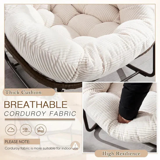 Rocking Papasan Egg Chair – Oversized Wicker Furniture for Indoors & Outdoors, with Ultra-Thick