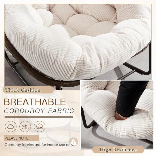 Rocking Papasan Egg Chair – Oversized Wicker Furniture for Indoors & Outdoors, with Ultra-Thick
